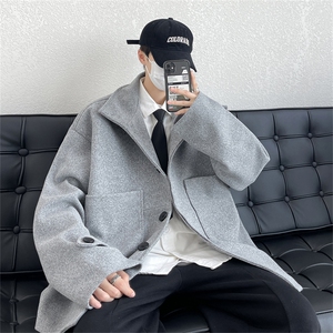 N8181/P90秋冬新款毛呢大衣男装呢料外套oversize工装毛呢夹克图片