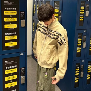 字母印花美式棒球服男春秋廓形高街hiphop高级感痞帅飞行夹图片