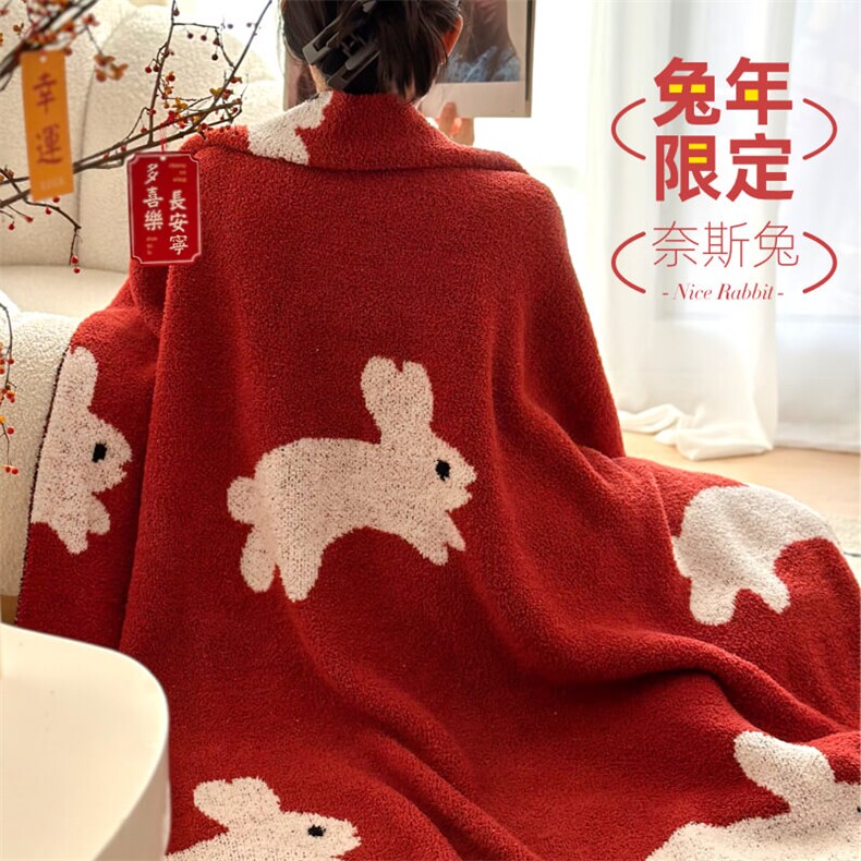 2023新款半边绒兔子毛毯，毯子，一起卖家纺