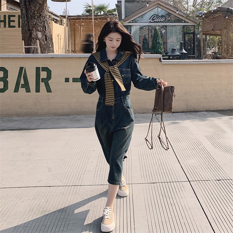 时尚春季牛仔连衣裙中长款修身显瘦女装潮流百搭单品,女装连衣裙,秋水欣儿