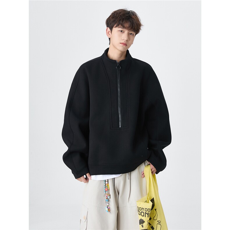 美式重磅半拉链卫衣男秋季潮牌高级感宽松立领上衣WY133-P65，男装卫衣，星座403（原603-1）