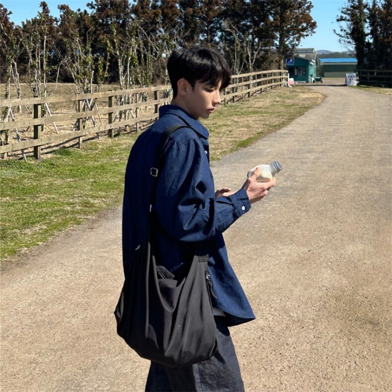 816B-CS008-P65春新款衬衫高级感宽松百搭韩版纯色牛仔外套韩,男装衬衫,星座816B