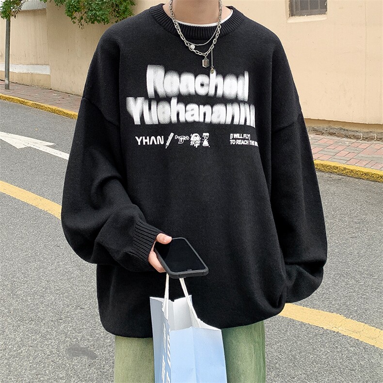 抖音供货、现货非烫画秋冬圆领毛衣宽松打底衫D223A-MY2201-P55,男装针织衫/毛衣,电商019-1