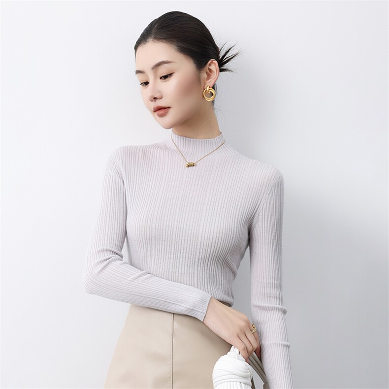 流行毛衣软糯慵懒春款女2025新款半高领薄款羊毛上衣,女装羊毛衫,蚂蚁派对工厂直营店