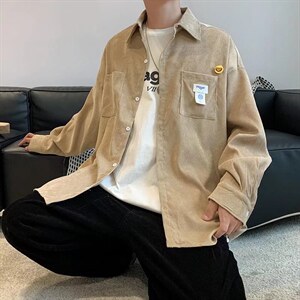 长袖衬衫春款男港风潮流灯芯绒衬衣C916P33图片