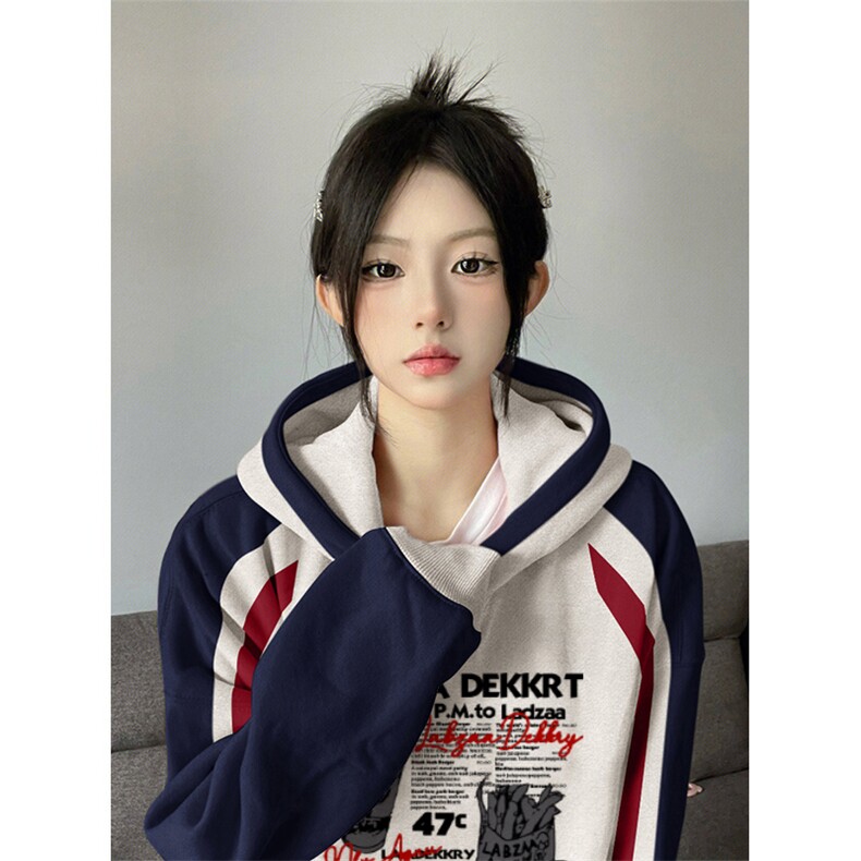 抖音得物供货提供视频秋冬重磅美式宽松接拼连帽卫衣3221,男装卫衣,电商A486