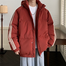 冬季港风三条杠撞色连帽棉衣加绒加厚拼色加厚棉衣外套MY6088P90，男装棉衣，电商A128