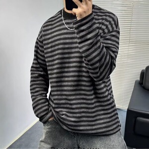条纹休闲毛衣男女同款秋新款线衫长袖针织衫高级感上衣M7193-P48图片