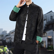 男士外套麂皮绒印花夹克盘扣立领唐装风XZ1512-2507-P85，男装夹克，星座1512