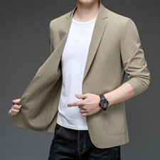 2023春秋季新款休闲西服男士高端商务西装外套单层薄款免烫便西图片