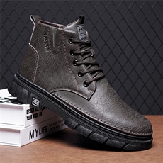 2023秋季潮流百搭高帮休闲皮鞋英伦风防滑短靴工装马丁靴男，男鞋工装鞋，电商A223