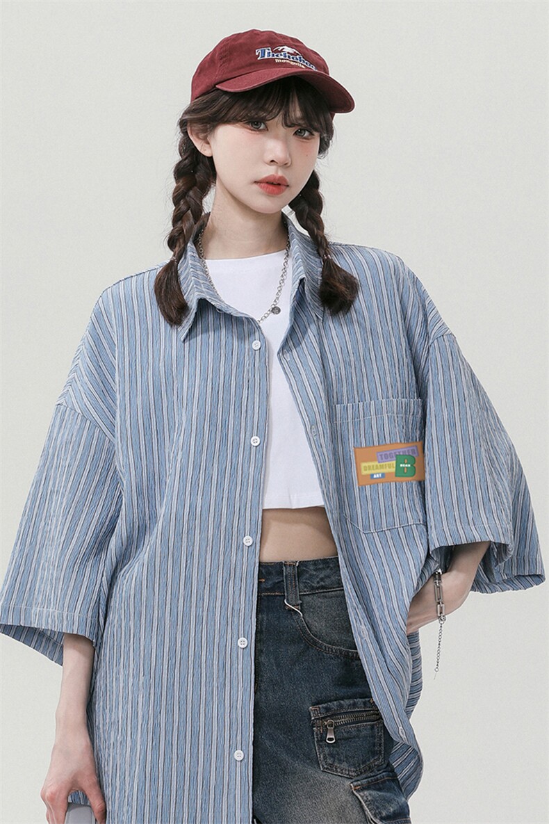 中性24新款格子条纹短袖衬衫TPS62241P35控58,男装衬衫,电商A268