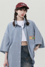 中性24新款格子条纹短袖衬衫TPS62241P35控58，男装衬衫，电商A268