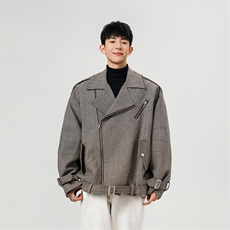 毛呢大衣男短款老钱风高级感呢子外套秋冬潮牌宽松痞帅FY217，男装毛呢大衣，星座903-1