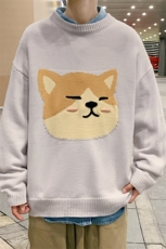 2023秋冬新款小猫图案港风男士毛衣中性针织衫毛线M301P75，男装针织衫/毛衣，电商B220