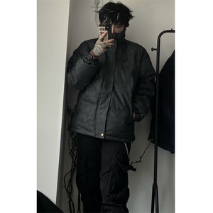 现货）档口图 美拉德复古皮棉衣纯色立领加厚棉袄棉服7383-特P90图片