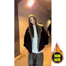 两面穿现货重磅短款座山雕棉衣男女双面穿毛毛绒棉服加厚外套，男装棉衣，电商A443