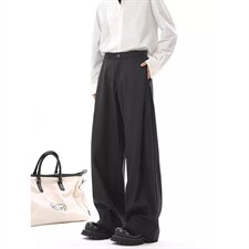 春秋美式高街休闲裤男女垂感阔腿西裤长裤纯色西装裤宽松直筒裤子，男装西服套装，电商A443