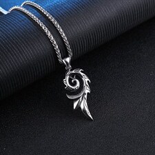 潮人复古男个性高端气质简约钛钢情侣吊坠配饰品凤凰项链，项链，星座510A-1