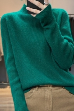 半高领豆子纱针织打底衫女套头毛衣设计感高端保暖内搭长袖毛衫新，女装羊毛衫，臻维羊绒