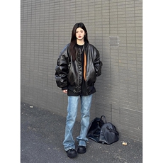 【有货】机车重磅工装PU皮加厚连帽夹克棉服外套MY6022特P120，男装夹克，星座908-1