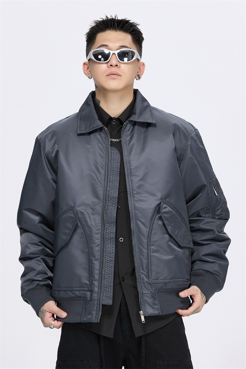 新款秋冬季潮牌宽松飞行员加厚夹克外套男A436-980-P105148,男装夹克,电商A436