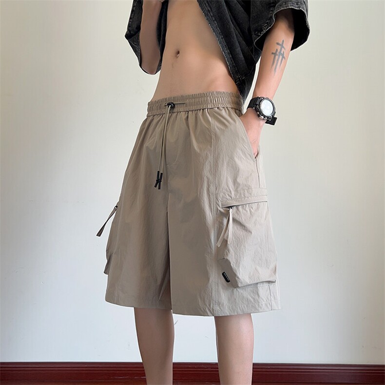 GENIOLAMODE冰丝速干运动休闲工装短裤男士夏季薄款宽松五分中裤,男装牛仔裤,电商B353