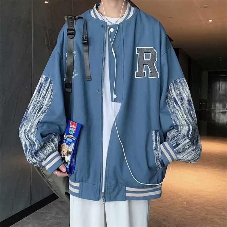 男秋季外套潮牌街头夹克棒球服Y77P40图片