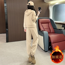 女秋冬短款纯色卫衣修身卫裤两件套潮，女装套装/套裙，江南