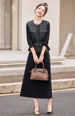 高质感时尚套装女春秋洋气显瘦马甲连衣裙两件套，女装套装/套裙，英标秀