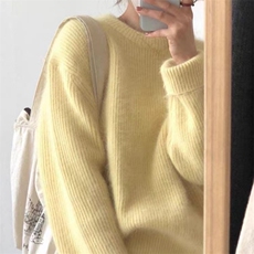 秋冬季羊毛圆领简约奶系百搭休闲羊毛衫，女装羊毛衫，锦瑟羊绒
