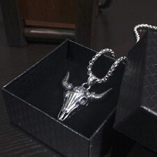 欧美复古非主流男项链钛钢不掉色个性毛衣链山羊头骨吊坠，项链，星座510A-1
