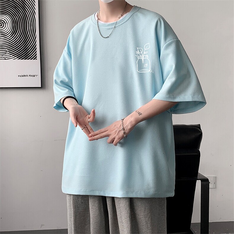 华夫格t恤男短袖男大码五分袖大皂风HT73430-P22,男装T恤,电商A040