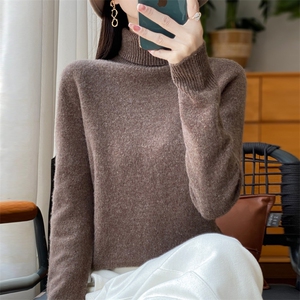 时尚百搭女士羊毛高领毛衣 秋冬保暖显瘦长袖针织衫图片