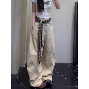 【有货】CK903CC-特P48 格子腰带拼接阔腿工装裤子男女图片
