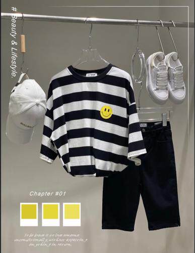 夏季新款条纹大版T，女装，OF