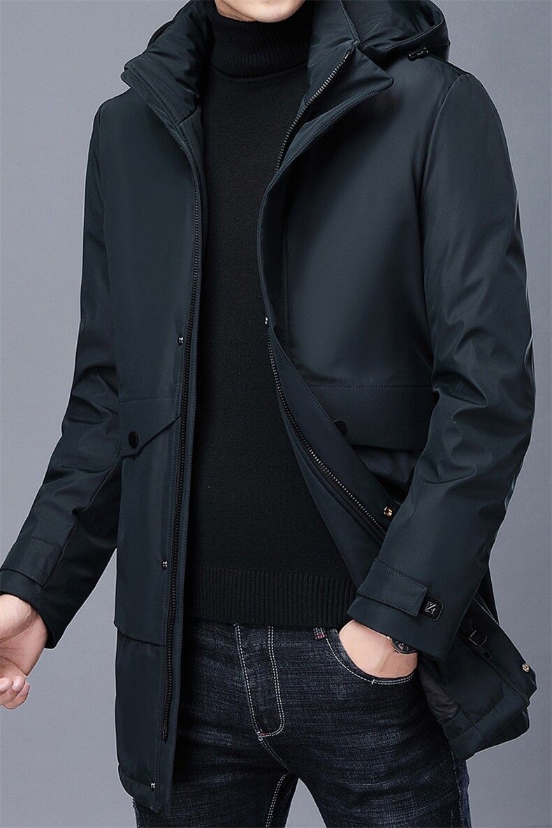 冬季厚款白鹅绒羽绒服脱卸帽外套中年爸爸装羽绒服SFT93828-P335图片