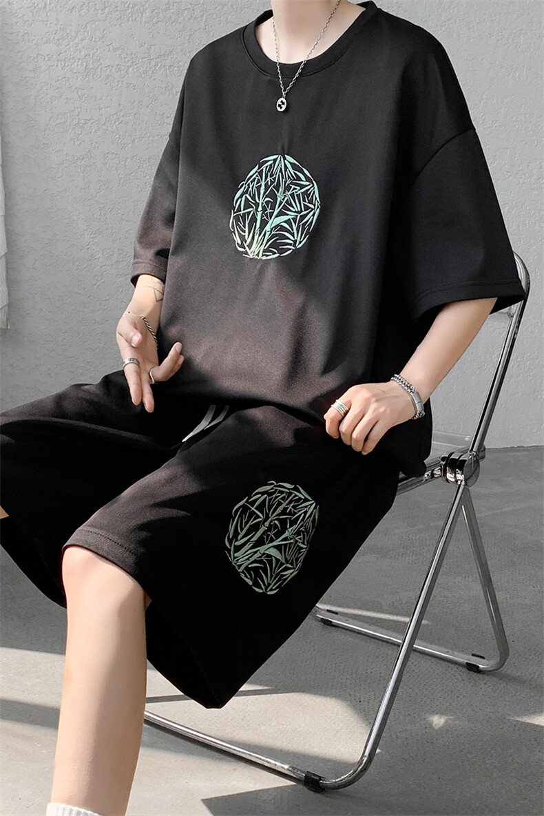 量大优供视频菠萝格套装刺绣短袖短裤男大码M-5XTZ27-特P48,男装牛仔裤,电商B325