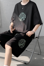量大优供视频菠萝格套装刺绣短袖短裤男大码M-5XTZ27-特P48，男装牛仔裤，电商B325