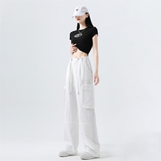 高腰工装裤女装2024新款辣妹休闲宽松显瘦长款裤子LB41009/P50，女装休闲裤，星座506A