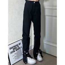 美式高街ins小众拉链hiphop排扣破洞休闲牛仔裤货号K642P6078，男装牛仔裤，电商A063