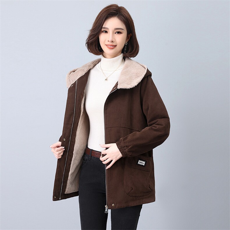 时尚保暖加绒派克服女冬季新款宽松显瘦外套,女装派克服,鑫鑫格