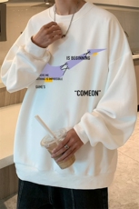 华夫格卫衣圆领卫衣男大码长袖t恤男外套HW76259-P30加绒款-P40，男装卫衣，电商A040