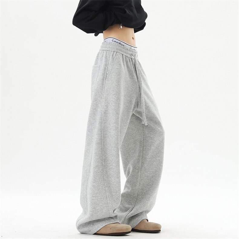 美式斜切弯刀卫裤直筒垂感阔腿裤运动休闲裤K8670-特P23无差价，男装休闲裤，电商A007