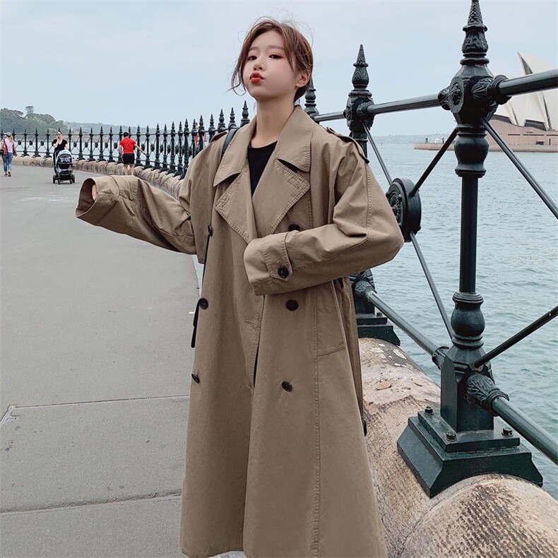 现货2021春秋季新款卡其双排扣风衣225-7220-P140控198,女装风衣,浙宝225