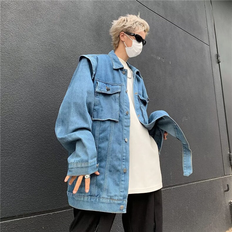 时尚潮牌做旧水洗牛仔外套长袖休闲复古夹克情侣上衣男百搭,男装夹克,星座716-4