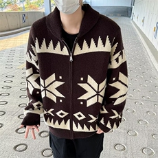 针织衫外套男士春秋季美式宽松开衫毛衣男生休闲翻领夹克M3304，男装针织衫/毛衣，星座1116A-1（原606A）