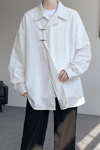 8XL-M 风新中式黑色翻领长袖衬衫男秋季休闲衬衣痞帅CS537P58图片
