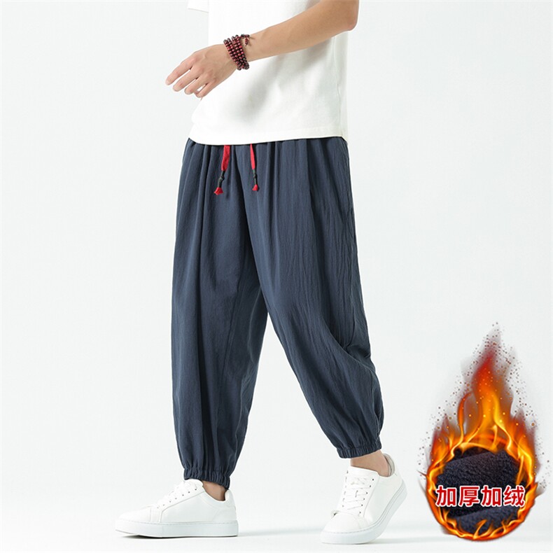 冬季加绒加厚禅修居士服僧侣灯笼裤风亚麻裤休闲长裤TP35,男装卫衣,星座225-1