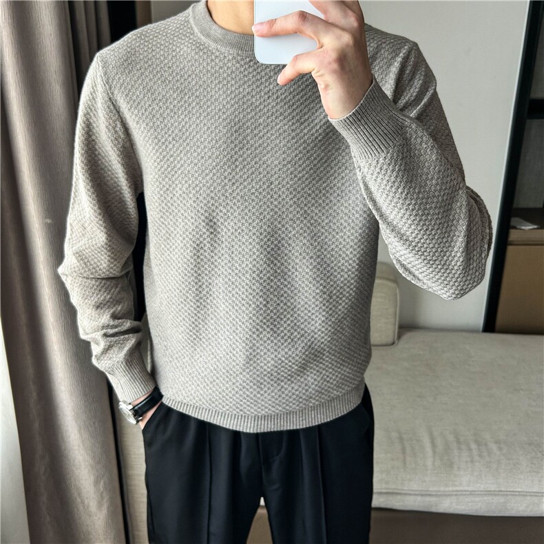秋冬新款经典款圆领波罗纹毛衣打底衫针织衫W6001-P50,男装针织衫/毛衣,星座1012-1